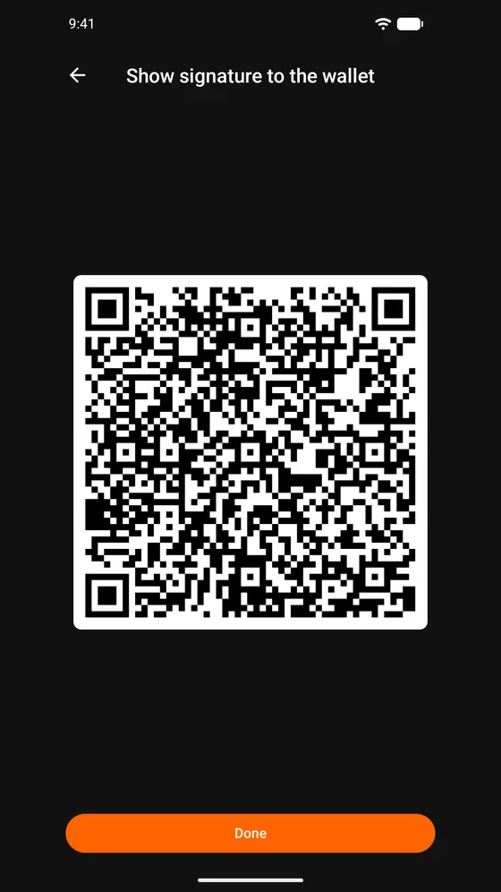 Signature returned as a QR code